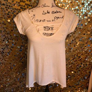 Cream criss-cross front, Lace back